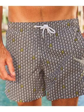 Collars and Co Skull Mens Medium Swim Stretch Waist Rivera Trunks Pocket Black